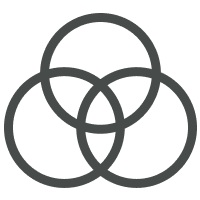 three circles interlocking with one another